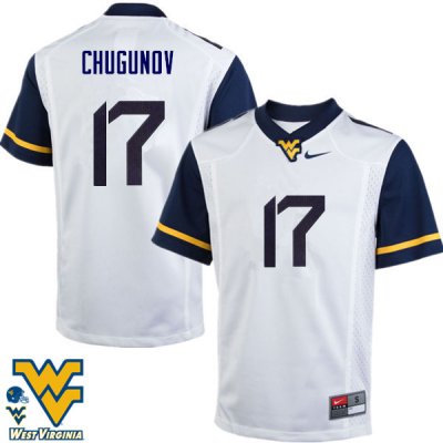 Men's West Virginia Mountaineers NCAA #17 Mitch Chugunov White Authentic Nike Stitched College Football Jersey JK15A37HR